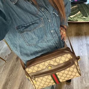 Gucci Beige and Brown Monogram Crossbody Bag